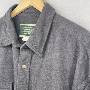 FIELD & STREAM Shirt Mens 2XL Heavyweight Chamois Flannel Button Up Cotton Gray